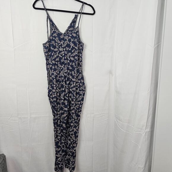 Lucky Brand Womens Floral Blue Jumpsuit Romper Sleeveless Halter Size XS Pocket - Picture 1 of 13